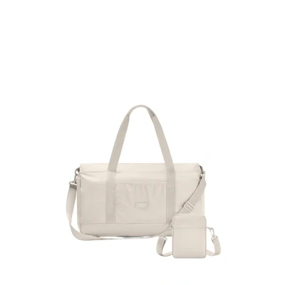 Abbildung von Larkson Faltbare Reisetasche Herren &amp; Damen Beige Magnus Packable Weekender 40L Platzsparende Travel Bag mit Trolley Gurt Faltbar in Kleine Crossbody Ultraleicht