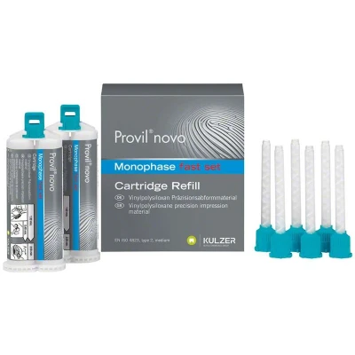 Abbildung von Provil novo Kartuschen mono fast 2 x 50ml 50 ml Doppelkartuschen fast, 12 Mixing Tips