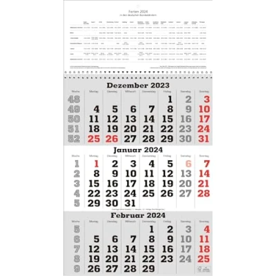 Abbildung von ADINA Monatskalender 2025+2026 Dreimonatskalender 2 Jahre 54,5x30cm mit Tagesanzeiger