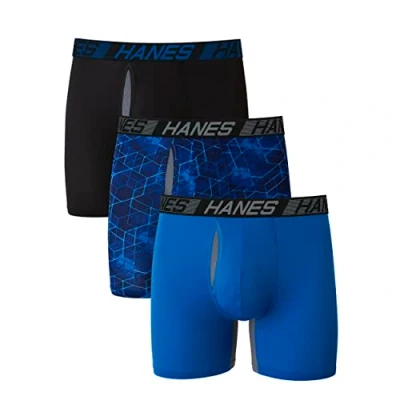 Abbildung von Hanes Herren X Temp Total Support Pouch Boxer Brief, Anti Chafing, Moisture Wicking Underwear, Multi Pack Retroshorts, Normales Bein meliert, Medium (3er