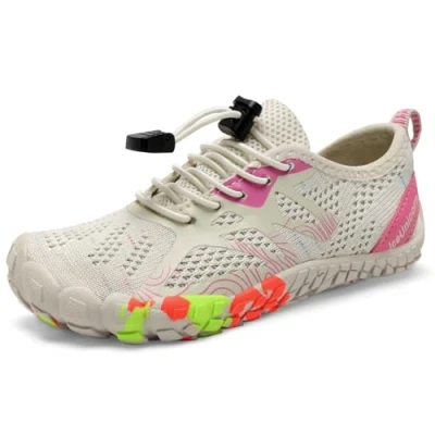 Abbildung von IceUnicorn Barfußschuhe Kinder Badeschuhe Junge Mädchen Barfussschuhe Aquaschuhe Atmungsaktiv Traillaufschuhe (Beige,30EU)