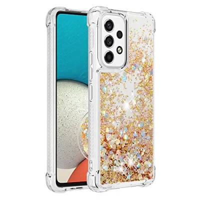 Abbildung von KBIKO zxl Handyhülle Samsung Galaxy A53 5G Glitzer, Hülle 5G, Flüssig Treibsand Mädchen Frauen Glitter Quicksand Weich TPU Bumper Silikon Schutzhülle für 5G.Gold YBL