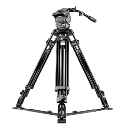 Abbildung von Mantona Dolomit 4000 Videostativ 170 cm (inkl. Fluid Neiger, Counter Balance System, Wasserwaage, Bodenspinne, Schnellwechselplatte) für DSLR und Videokamera