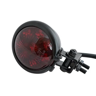 Abbildung von Motorrad LED Stop Rücklicht Homologated Glänzend Schwarz mit Rot Gläser für Cafe Racer, Scrambler, Maßgefertigt Projekt