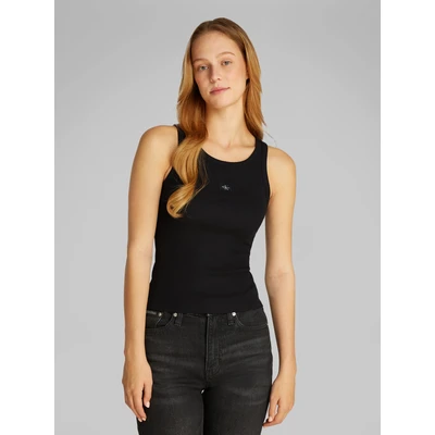 Abbildung von Calvin Klein Jeans Label TANK Top, Damen, Größe: Large, Black