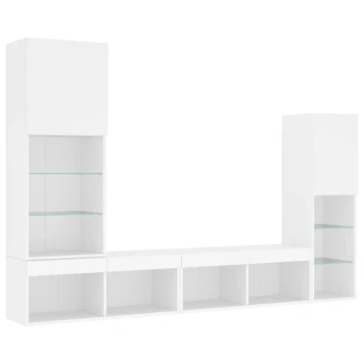 Abbildung von vidaXL TV Wand 4 tlg. Wohnwand mit LED Beleuchtung Weiß Holzwerkstoff, (1 St)