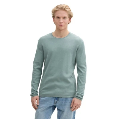 Abbildung von TOM Tailor Denim Structured ROLL EDGE Strickpullover, Herren, Größe: Small, Light ice blue