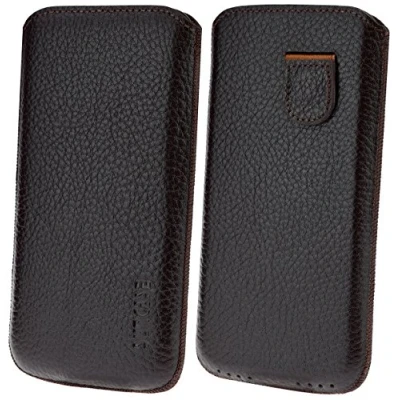 Abbildung von Suncase iPhone 8 Ledertasche Tasche *Ultra Slim* Original Handytasche Schutzhülle Case Etui Hülle (mit Rückzuglasche) in Dunkelbraun
