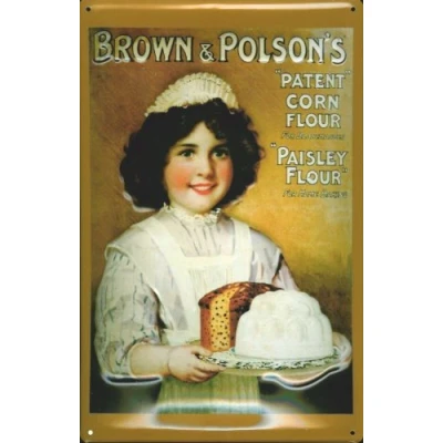 Abbildung von Buddel Bini Versand Blechschild Nostalgieschild Brown &amp; Polson&#039;s Corn Paisley Flour Mais Stärke