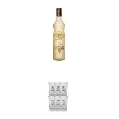 Abbildung von Tekirdag GOLD Raki Türkei 0,7 Liter + Yeni Shot Gläser 6er Set mit Eichstrich