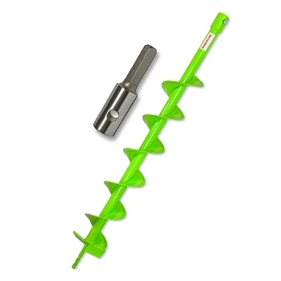 Abbildung von WERHE Profi Bohrer für Erdbohrer 100 mm Pfahlbohrer Brunnenbohrer präzise Bohrspitze Spiral eco Farbe mit Hex Adapter