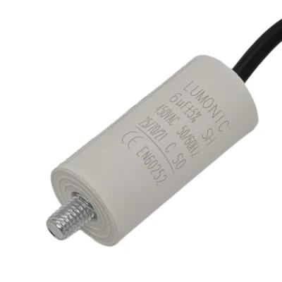 Abbildung von Lumonic Anlaufkondensator mit Kabel 25cm I 6µF 450V 26x55mm 6uF Motorkondensator Kunststoffgehäuse Betriebskondensator für Pumpen, Rasen
