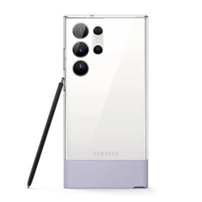 Abbildung von elago Glide Hülle Kompatibel mit Samsung Galaxy S23 Ultra Case Cover, Präzise Kameraausschnitte, Stoßfeste Schutzhülle, PC + TPU Hybrid Technologien, Vollschutz Design (Klar Violett)