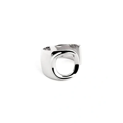 Abbildung von SINGULARU Personalisierter Ring Letter Signet Verstellbarer Massiver Messing mit 18kt Vergoldung. Einheitsgröße Damenschmuck Buchstabe O