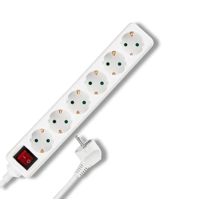 Abbildung von REV Steckdosenleiste Mehrfachsteckdose 6 Fach mit beleuchtetem Schalter zum Stromsparen, Kabel 1,4m, max. 3500W, weiß