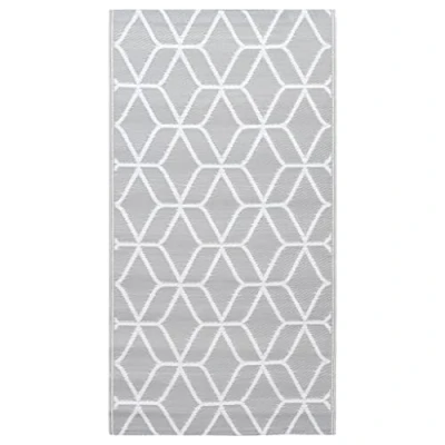 Abbildung von vidaXL Outdoor Teppich Zweischichtiger Jacquard Terrassenteppich Küchenteppich Außenteppich Indoor Terrasse Balkon Flur Küche Bad Grau 190x290cm PP