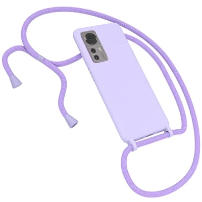Abbildung von EAZY CASE Premium Silikon Handykette kompatibel mit Xiaomi 12 / 12X Handyhülle Umhängeband, Handykordel Schutzhülle, Silikonhülle, Hülle Band, Kette für Smartphone, Lavendel Lila