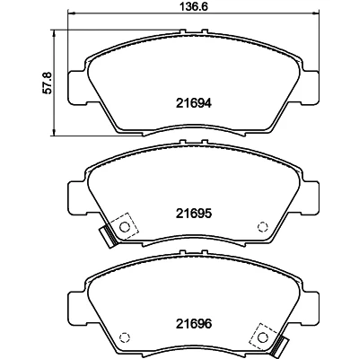 Abbildung von HELLA 8DB 355 016 461 Bremsbelagsatz mit akustischer Verschleißwarnung HONDA: CIVIC 8 Stufenheck, 7 Hatchback, 6 Hatchback