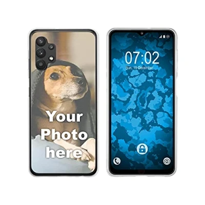 Abbildung von PhoneNatic personalisierte Handyhülle für Galaxy A32 5G in Clear Custom Case zum selbst gestalten mit eigenem Foto Bild Text individuell (Galaxy 5G, Clear)