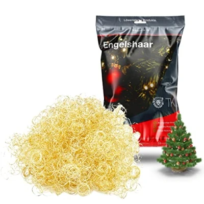 Abbildung von Weihnachtswunder® Lametta 3x Engelshaar Feenhaar gelockt gold für Weihnachten Stanniol (5 tlg)