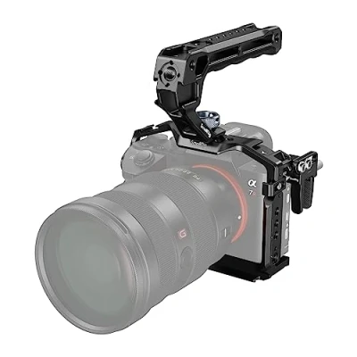 Abbildung von SMALLRIG A7 III / A7R Kamerakäfig Set für Sony Alpha 7 III/Alpha 7R III, vollständiger Käfig mit oberem Griff ARRI und Kabelklemme, integrierter Kaltschuh NATO Schienen 4198
