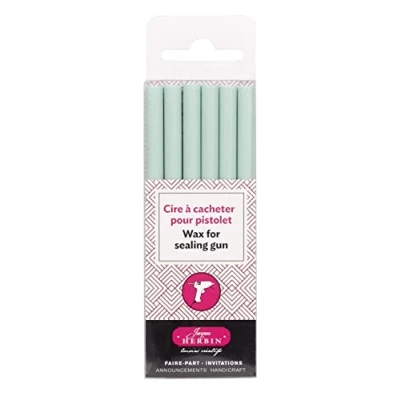 Abbildung von J.Herbin Jacques Herbin 35833T Packung mit 6 Wachsstangen für Pistole, ideal Bastelprojekte und Scrapbooking, weich, 1 Pack, Minzgrün