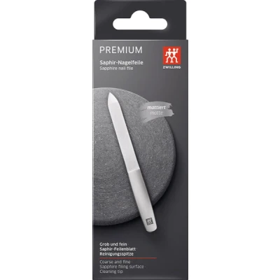 Abbildung von ZWILLING Saphir Nagelfeile (Grob und feinkörnigen Feilenflächen zum Kürzen Formen, Reinigungsspitze), Premium, Silber, 130 mm