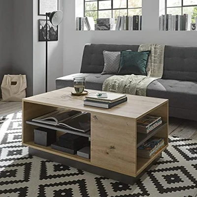 Abbildung von Lomadox Couchtisch in Eiche Artisan Nb. mit Absetzungen Graphit grau, B/H/T: ca. 100/46/60 cm