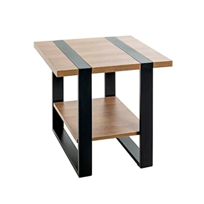 Abbildung von HAKU Möbel Beistelltisch Eiche, schwarz, Metall, Spanplatte Maße: B 45 cm x H T cm, Style: Modern