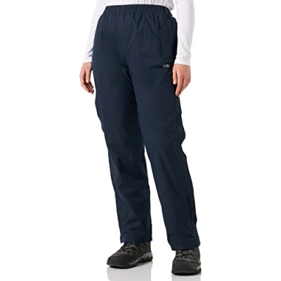 Abbildung von CMP Regenfeste Damenhose mit Futter und durchgehenden seitlichen Reißverschlüssen, Schwarz Blau, L