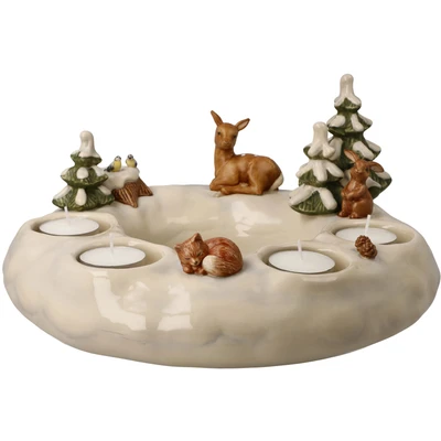 Abbildung von Goebel Adventsleuchter &quot;Winterwald, Weihnachtsdeko&quot;, Adventskranz, Steingut