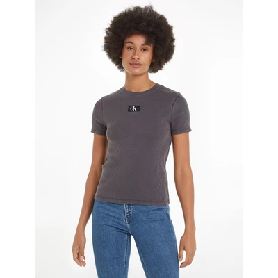 Abbildung von Calvin Klein Jeans Washed Label BABY TEE Tshirt print, Damen, Größe: XL, Black