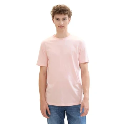 Abbildung von TOM TAILOR Denim Herren T Shirt mit Streifen Muster, 35567 Coral White yd Stripe, XXL