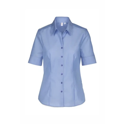 Abbildung von Seidensticker Damen City Kurzarm Regular Fit Uni Bügelfrei Hemdbluse, Mittelblau, 38 EU