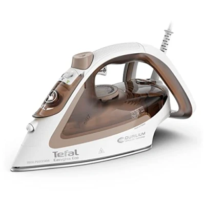 Abbildung von Tefal Easygliss Eco Dampfbügeleisen, 2800 Watt, 240 g/Min. Dampfstoß, 50 automatischer Dampf, Vertikaldampf, Durilium AirGlide Bügelsohle, 88% recycelbar, Modus, mocha/weiß, FV5780