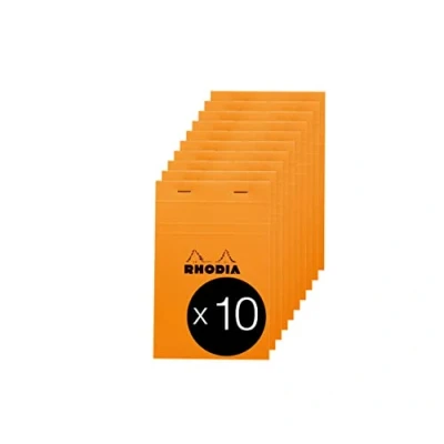 Abbildung von Rhodia 14600C Packung mit 10 Notizblöcken No.14, 11x17cm 80 Blätter liniert 80g, Orange, 1 Pack
