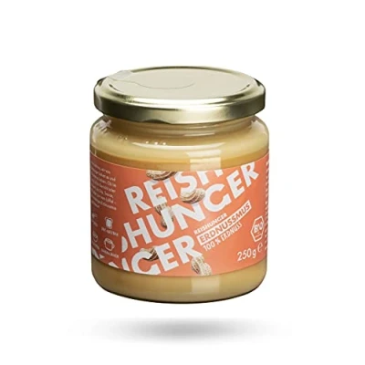 Abbildung von REISHUNGER BIO Erdnussmus, 1,5kg (6x250g) Glutenfrei &amp; Vegan Cremiges Nussmus ohne Zuckerzusatz aus 100% gerösteten Erdnüssen