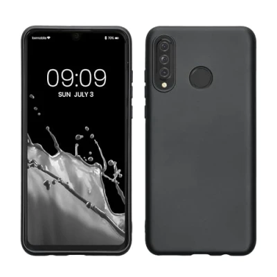 Abbildung von kwmobile Case kompatibel mit Huawei P30 Lite Hülle Schutzhülle aus Silikon metallisch schimmernd Handyhülle Metallic Grau