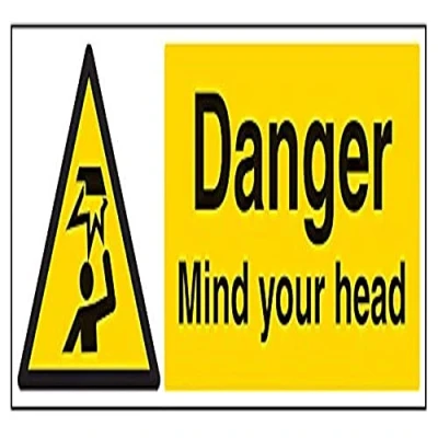 Abbildung von vsafety 63034bp s &quot;Danger Mind your head&quot; Achtung General Zeichen, selbstklebend, Landschaft, 600 mm x 200 mm, schwarz/gelb