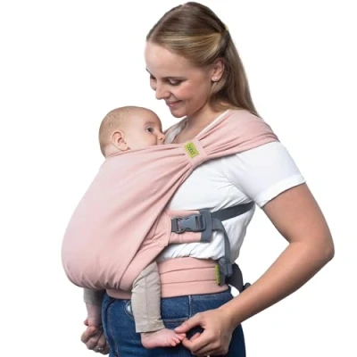 Abbildung von Boba Bliss Babytrage Neugeborene ab Geburt bis 15 kg 2 in 1 Baby Carrier &amp; Tragetuch Ohne Binden Knoten, Hüftfreundliche Geburt, Weiche elastische Trage (Bloom)