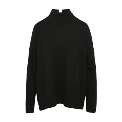 Abbildung von comma casual identity Geschlitztem Rollkragen Strickpullover, Damen, Größe: Large, Schwarz