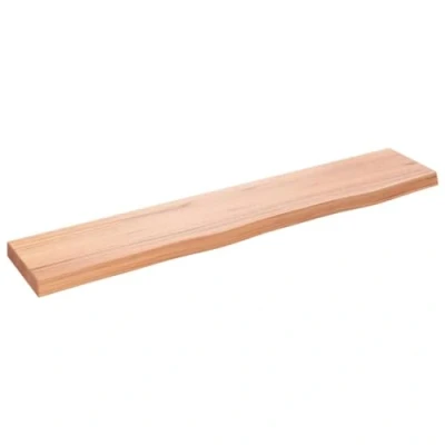 Abbildung von vidaXL Wandregal, Holzregal Regal Handgefertigt mit Baumkante, Wandboard Regalbrett Deko, Bücherregal Hängeregal, Hellbraun 100x20x4cm Massivholz Eiche Behandelt