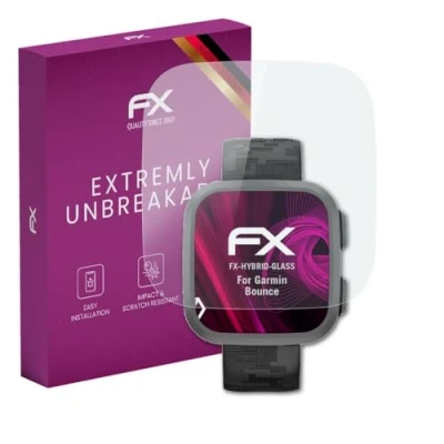 Abbildung von atFoliX Glasfolie kompatibel mit Garmin Bounce Panzerfolie, 9H Hybrid Glass FX Schutzpanzer Folie