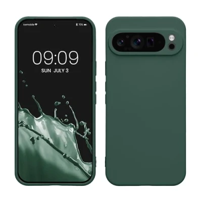 Abbildung von kwmobile Slim Case kompatibel mit Google Pixel 9 Pro XL Hülle Handyhülle aus Silikon in Moosgrün