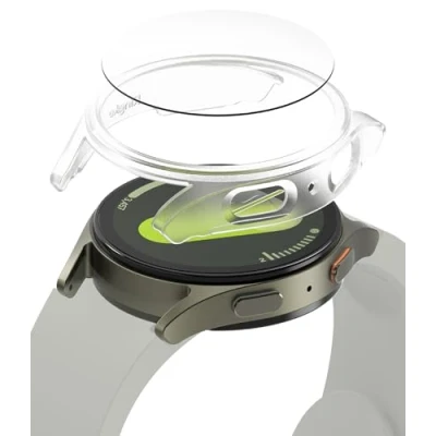 Abbildung von Ringke Slim &amp; Glass Kompatibel mit Samsung Galaxy Watch 7 44mm Hülle, Dünne Hart PC Schutzhülle Kratzfest Panzerglas Displayschutz Alpine Clear
