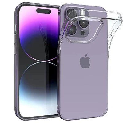 Abbildung von EAZY CASE Hülle kompatibel mit iPhone 14 Pro Schutzhülle Silikon, Ultra dünn, Slimcover, Handyhülle, Silikonhülle, Backcover, Durchsichtig, Klar Transparent