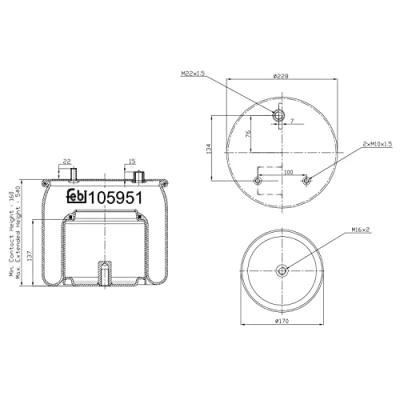 Abbildung von FEBI BILSTEIN 105951 Federbalg, Luftfederung DAF: XF