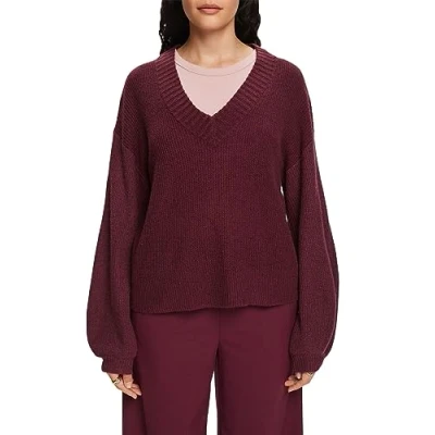 Abbildung von edc by Esprit VNK Strickpullover, Damen, Größe: Medium, Aubergine