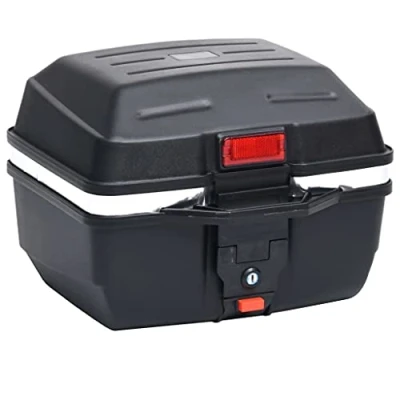 Abbildung von vidaXL Motorradkoffer Wasserfest Top Case Motorrad Roller Rollerkoffer Helmkoffer Topcase Koffer Motorradtasche Schwarz 24L für 1 Helm