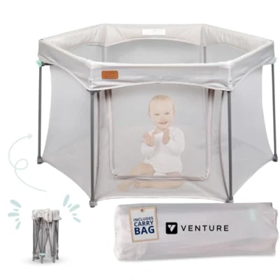 Abbildung von Venture All Stars JOY Baby Laufgitter Pop Up Kompaktes 360 Grad Rundumblick Passende Bodenmatte Faltbar, Stark und Langlebig